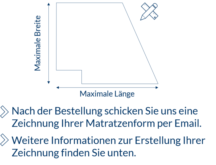 Matratze jeglicher Form ohne Rundungen