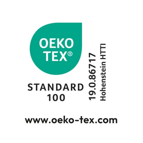 Oeko-Tex Standard 100 Zertifikat mit Zertifizierungsnummer und Website-URL